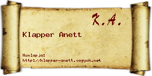 Klapper Anett névjegykártya