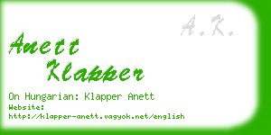anett klapper business card